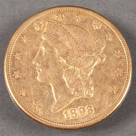U S Coronet type gold Double Eagle 20 00 1893S