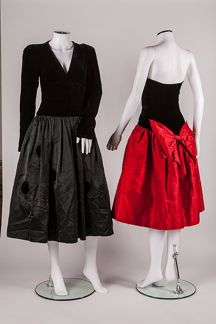 A late 1980s black velvet Louis F raud evening dress