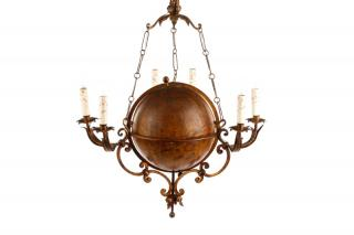 Continental Six Light World Globe Chandelier Continental likely Italian 20th