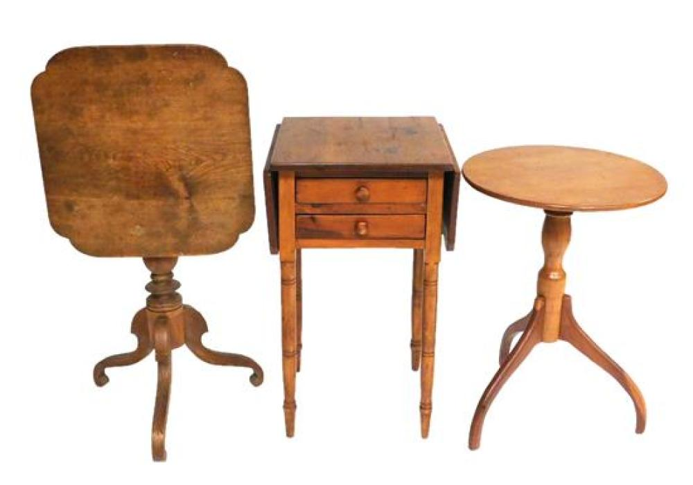 One reproduction candlestand round top spider leg base along with