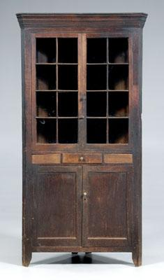 Southern Federal corner cupboard walnut one case construction with yellow