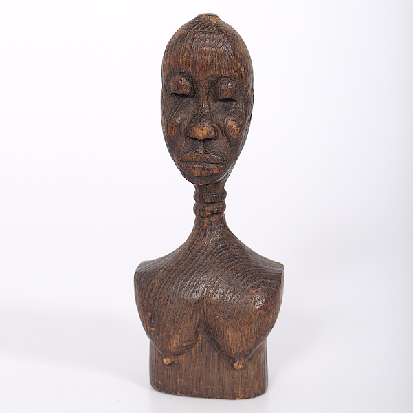 Elegantly carved with elongated head and neck these figures carved