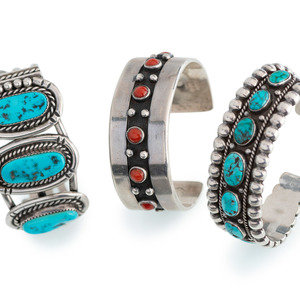 Navajo and Southwestern style Silver Cuff Bracelets third quarter 20th