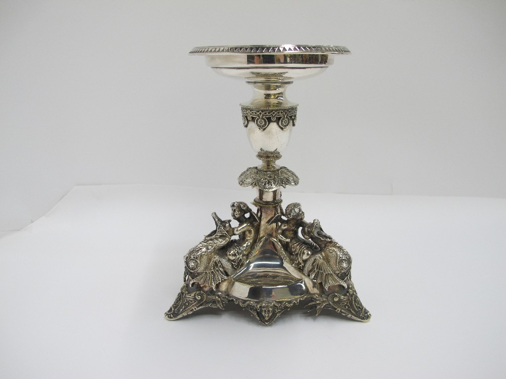 A silver plated centrepiece base