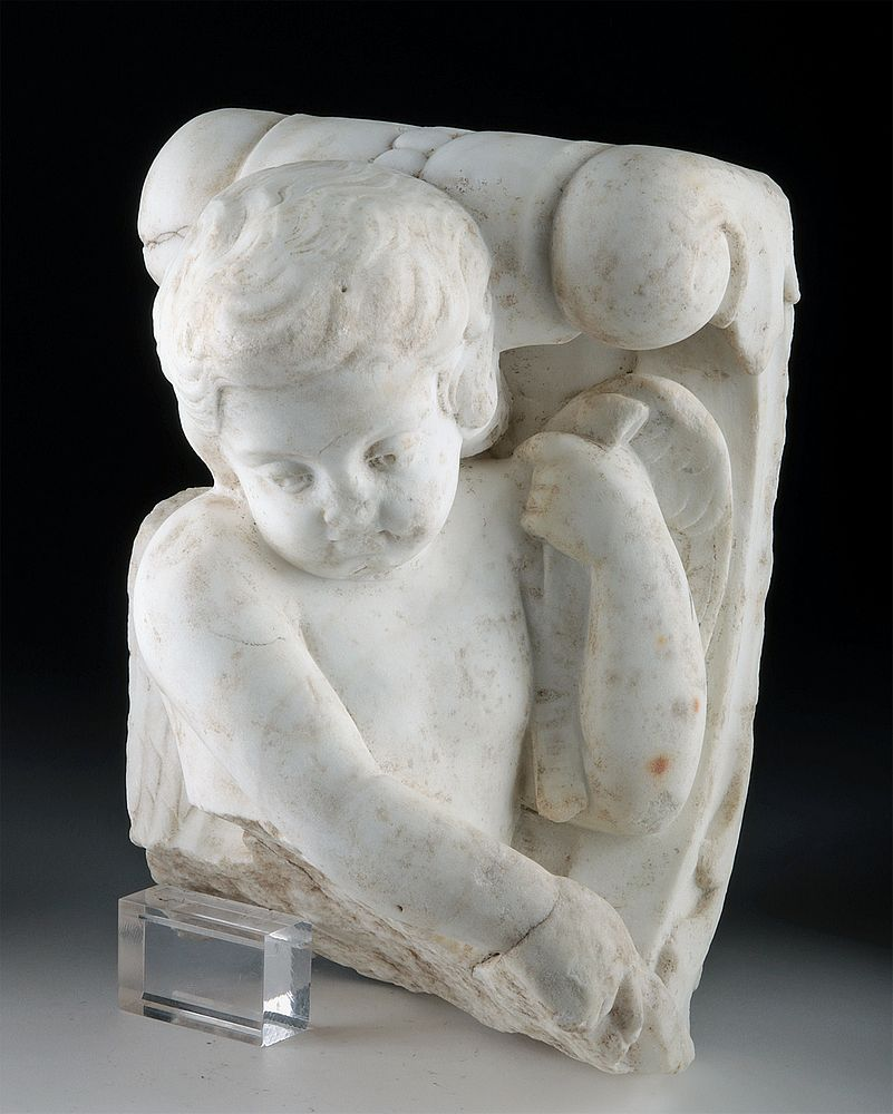 18th C European Neoclassical Marble Sleeping Eros Europe Neoclassical ca