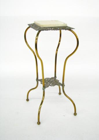 French style cast metal fern stand with marble insert top