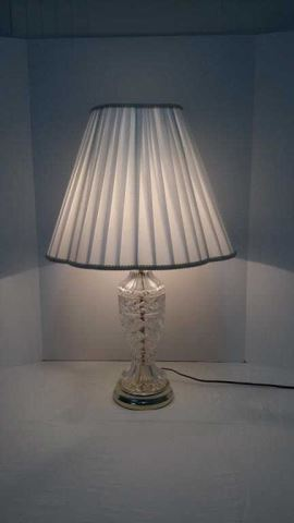 Crystal Pressed Glass Faux Brass Table Lamp With a vase