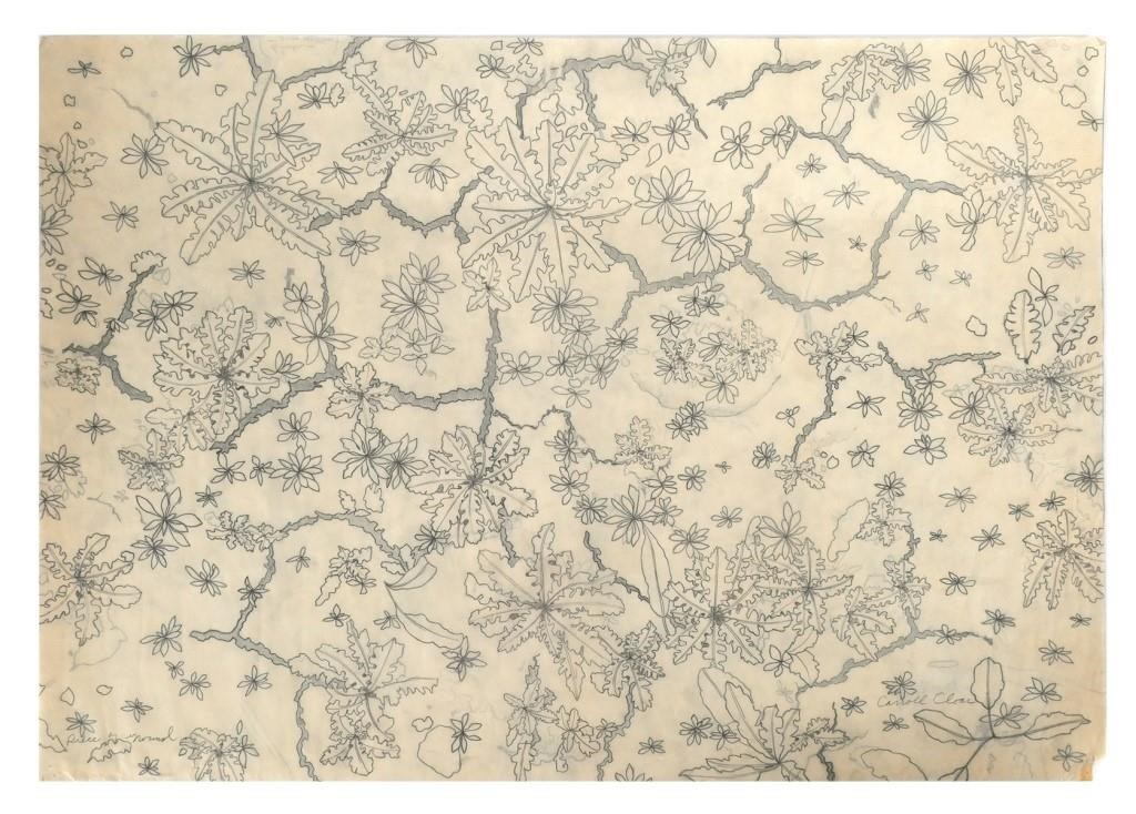CARROLL CLOAR TEXTILE DESIGN DRAWINGTextile or wallpaper design drawing by