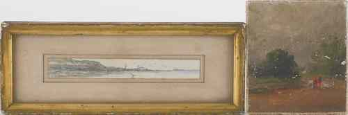 Clawson Shakespeare Hammitt American 1857 1927 miniature watercolor seascape titled