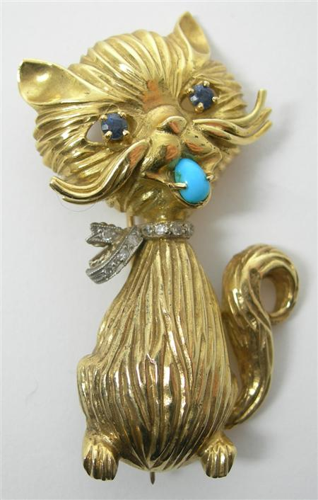A 1960 s 18ct gold mounted multi gem set novelty