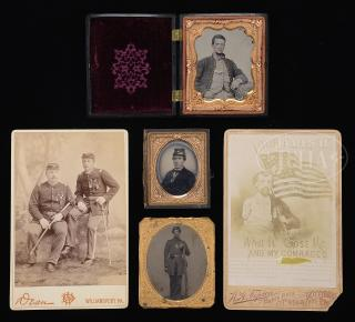 GROUP OF FIVE AMERICAN 19TH CENTURY MILITARY IMAGES GROUP OF