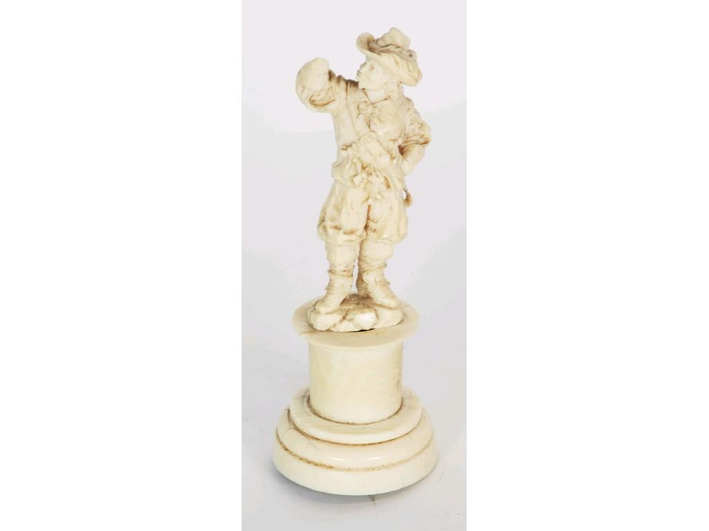 LATE NINETEENTH CENTURY IVORY FIGURE OF A CAVALIER originally depicted