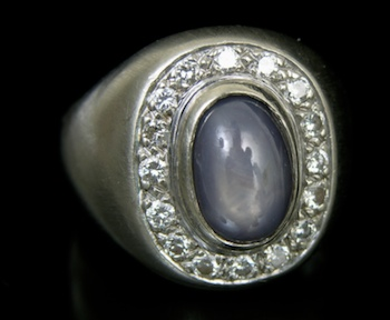 Gentleman s Star Sapphire Diamond Ring Gentleman s 14K brushed