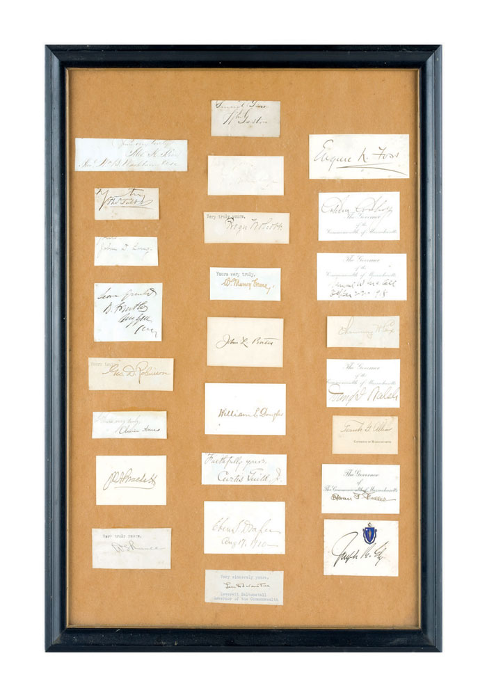 CLIPPED SIGNATURES OF TWENTY FIVE MASSACHUSETTS GOVERNORS 1875 1910 Including
