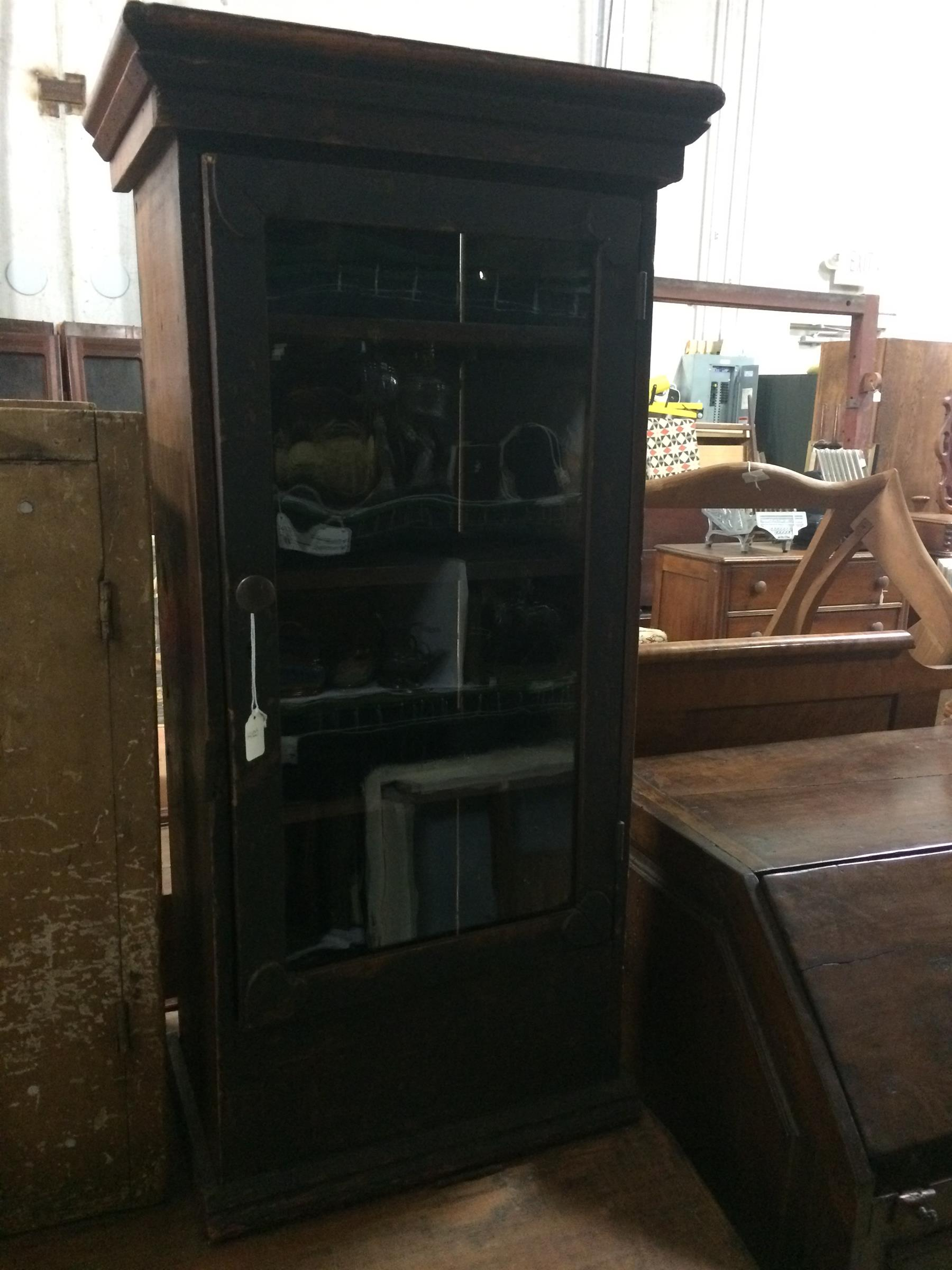 COUNTRY PAINTED HANGING CUPBOARD American 2nd half 19th century pine