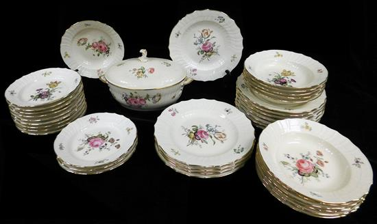 20th C Royal Copenhagen Frijsenborg partial dinner service approximately thirty