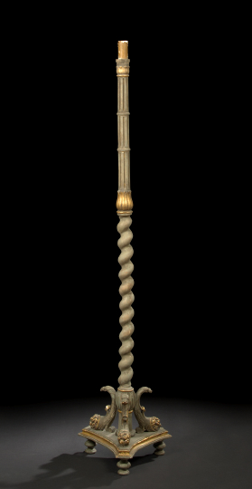 Italian Polychromed Torchere late 19th century the standard comprised on