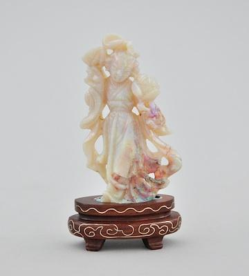 A Carved Miniature Opal Quan Yin Hand carved opal in