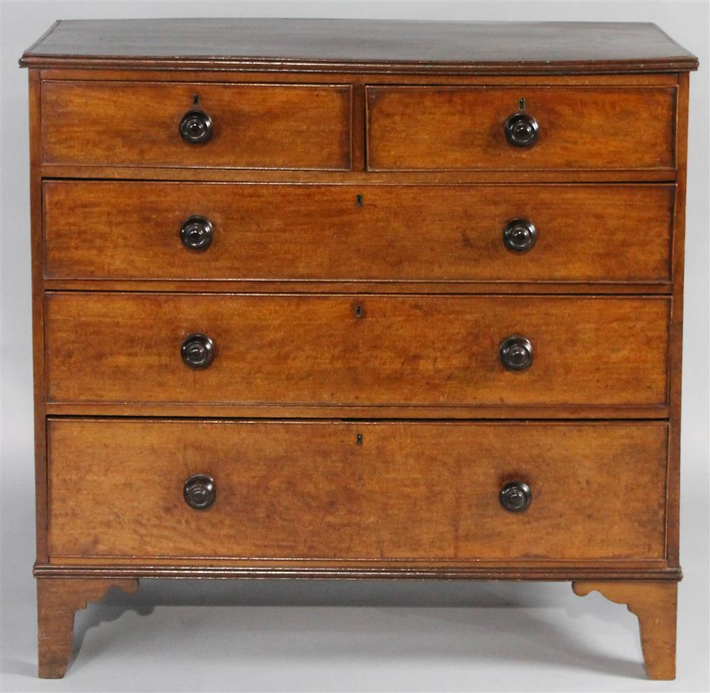 ENGLISH MAHOGANY CHEST OF DRAWERS the top with reeded framed