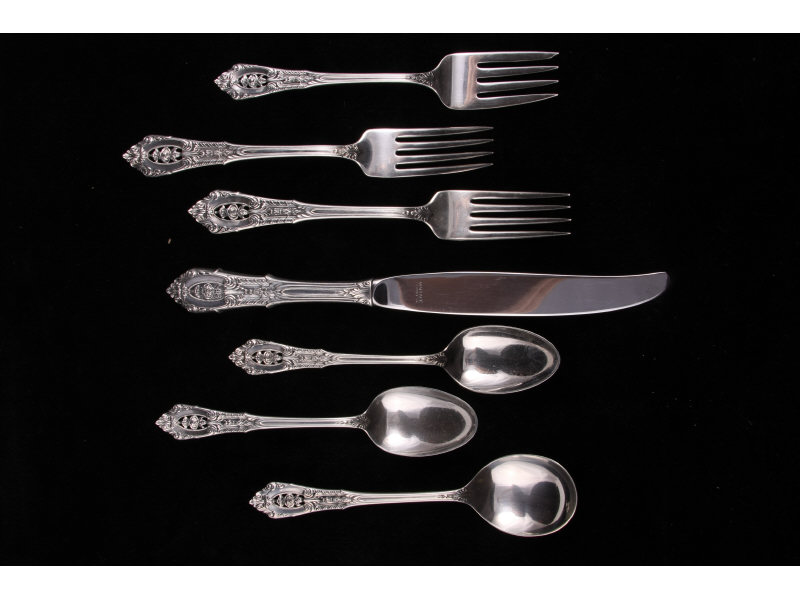Sterling Flatware Service Rose Point by Wallace 63 piece service