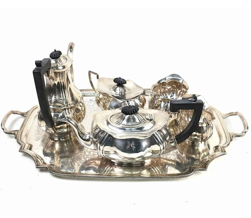 5 Piece English Sterling Tea Service Five piece English sterling