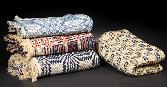 Summer and Winter Overshot Coverlet ca 1850 1875 in Whig