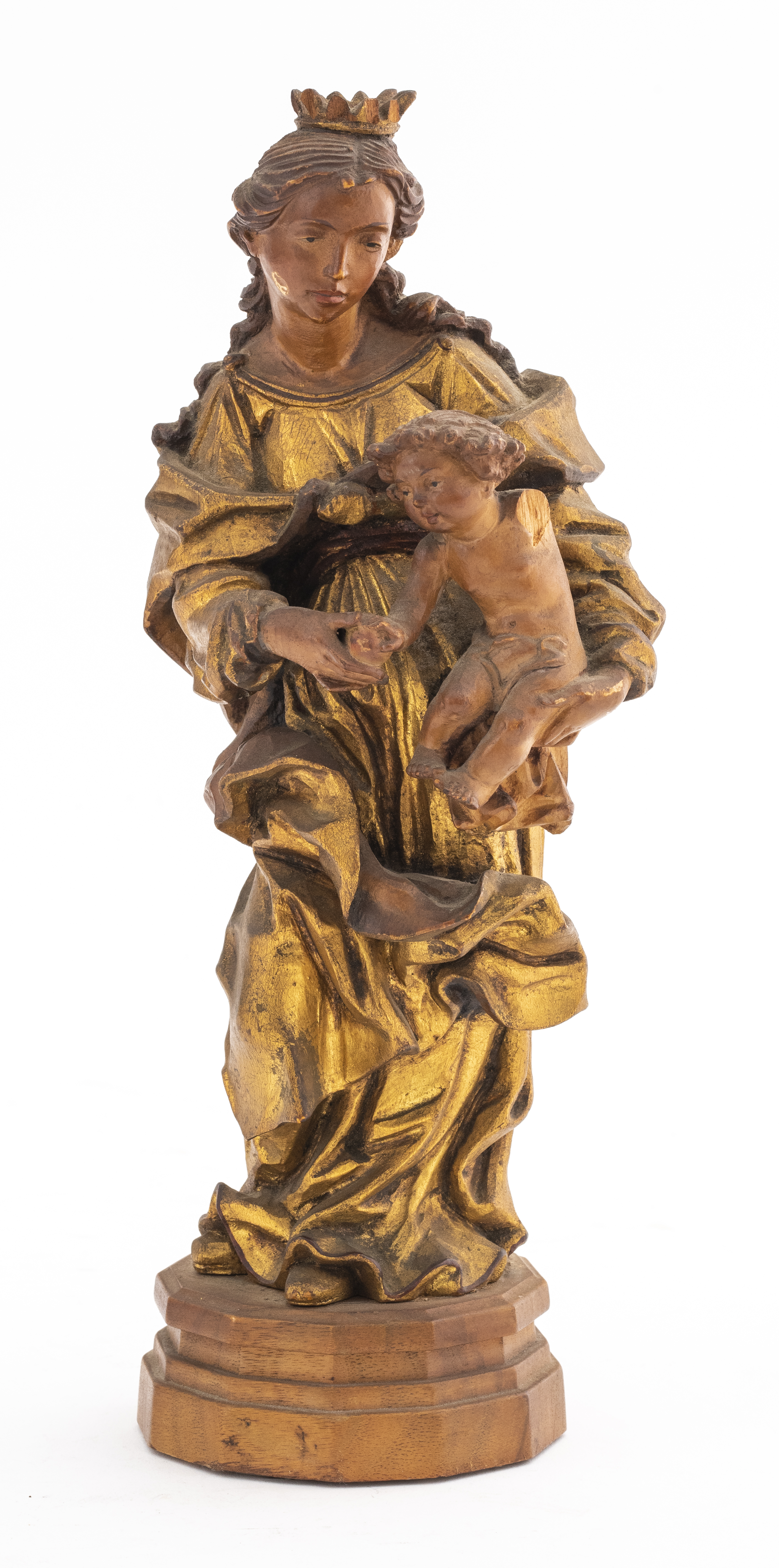 BAROQUE MANNER MADONNA AND CHRIST WOOD SCULPTURE Baroque manner carved