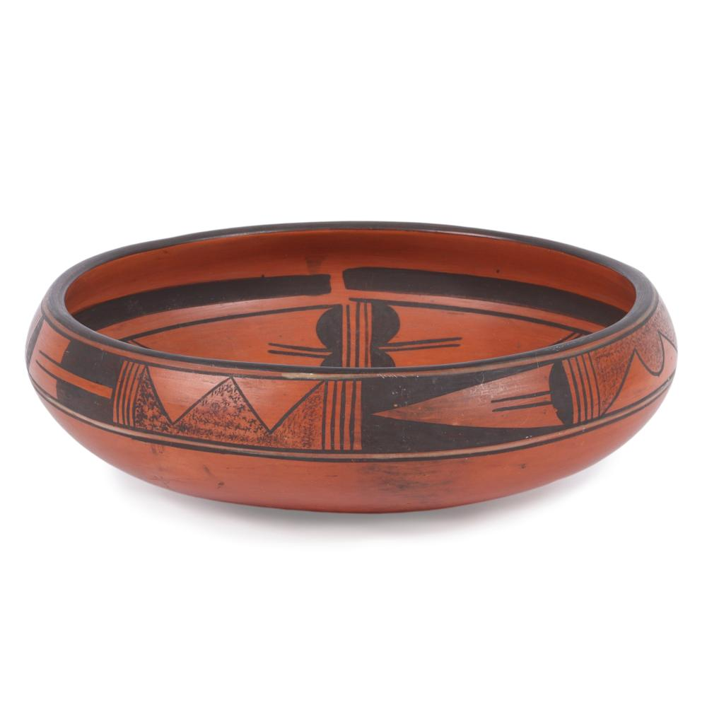 NATIVE AMERICAN VINTAGE HOPI POLYCHROME POTTERY BOWL BY GARNET PAVATEA