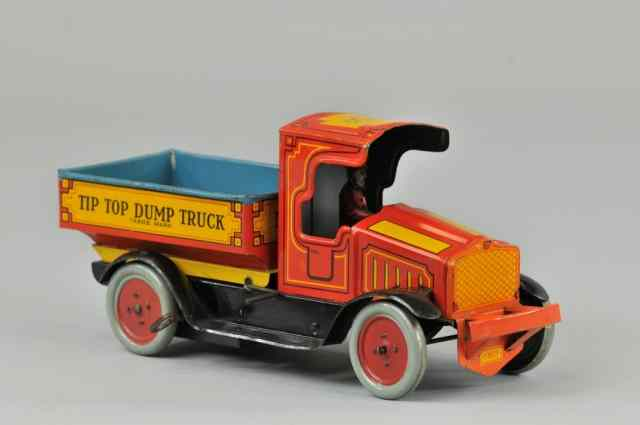 TIP TOP DUMP TRUCK Strauss lithographed tin colorful example open