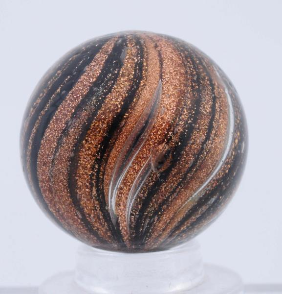 Black Glass Lutz Marble Black base with clear casing with