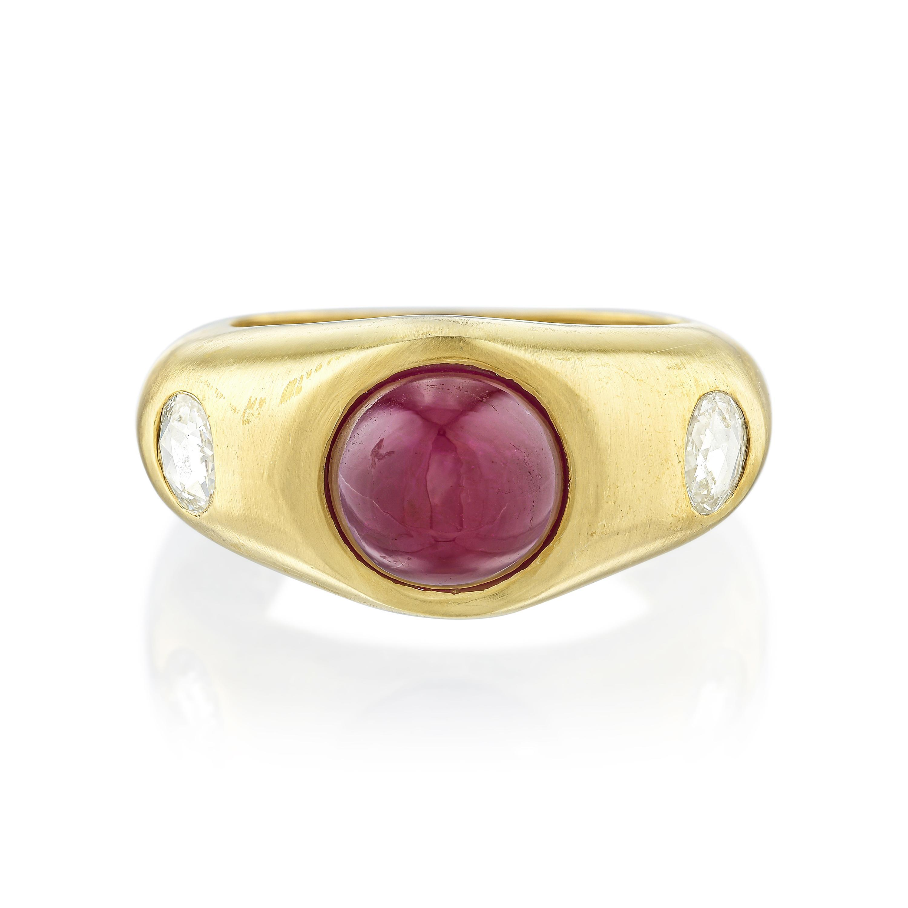 BURMA RUBY AND DIAMOND RING GIA CERTIFIED METAL 18k yellow