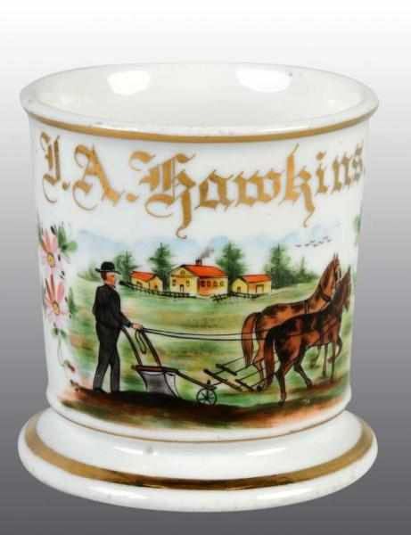 Farmer Plowing Field Shaving Mug Description Handpainted beautiful detail and