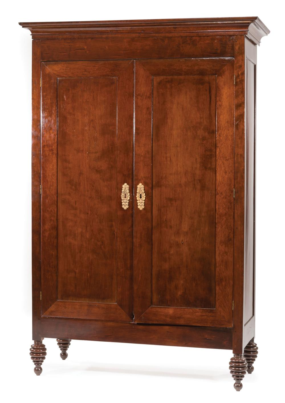 Louisiana Federal Carved Mahogany Armoire early 19th c restrained molded
