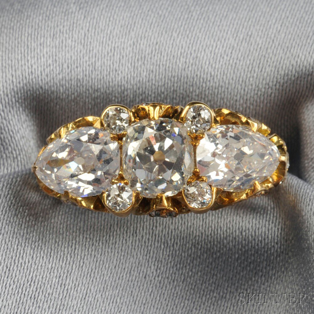 Antique 18kt Gold and Diamond Ring set with an old