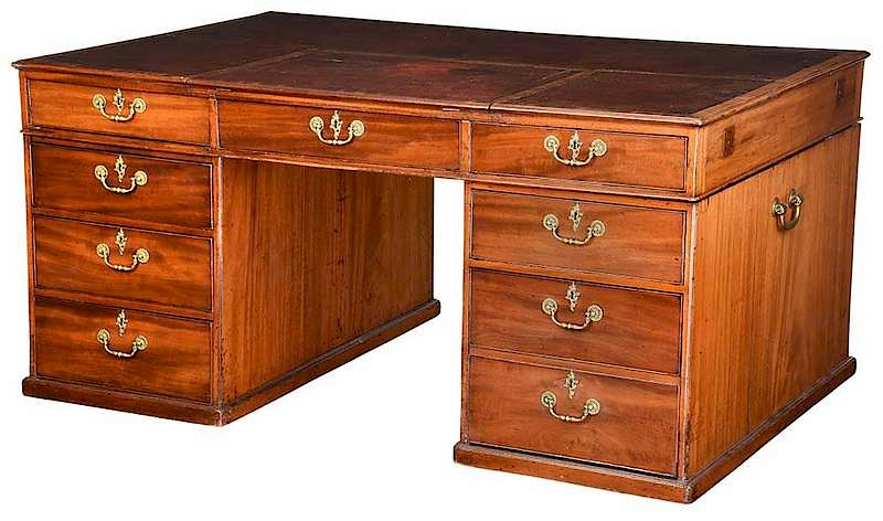 Fine George III Mahogany Partner s Desk British late 18th