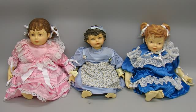 Lot of 3 Italian ivory alabastrite child dolls by TSAC