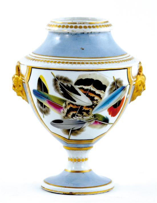 Chamberlain Worcester feather painted urn circa 1810 vasiform with painted