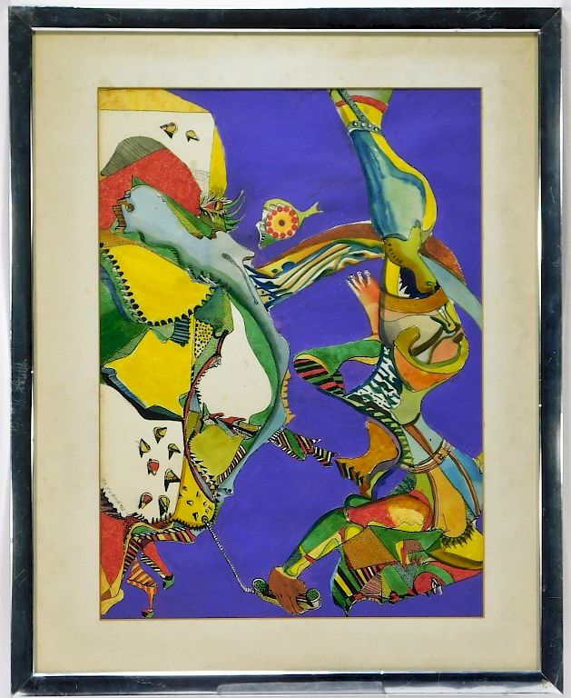 John Jurgens Surreal Geometric Figural Painting United States 20th Century