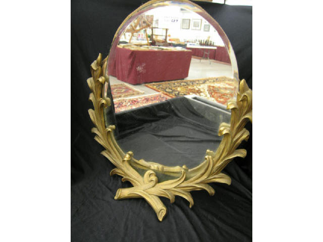 Oval Dresser Mirror gold leaf decor