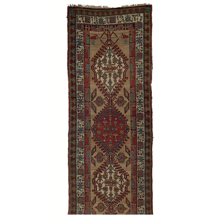 Sarab runner c 1920 stylized floral design with inscription that