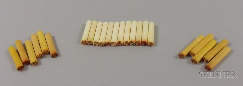 Approximately Twenty Assorted Ivory and Bamboo Seals