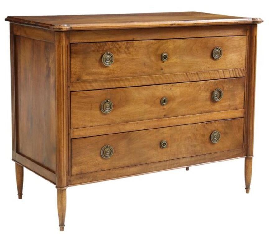 French Louis XVI style walnut commode early 20th c three