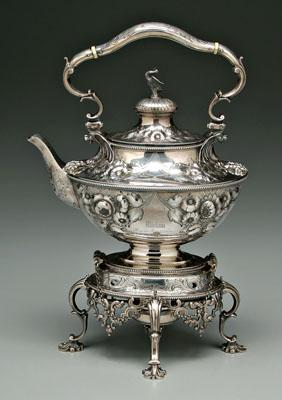 Tiffany sterling hot water kettle oval with long neck and