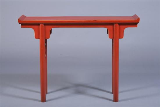 CHINESE RED LACQUER ELMWOOD ALTAR TABLE 20th century Rectangular top