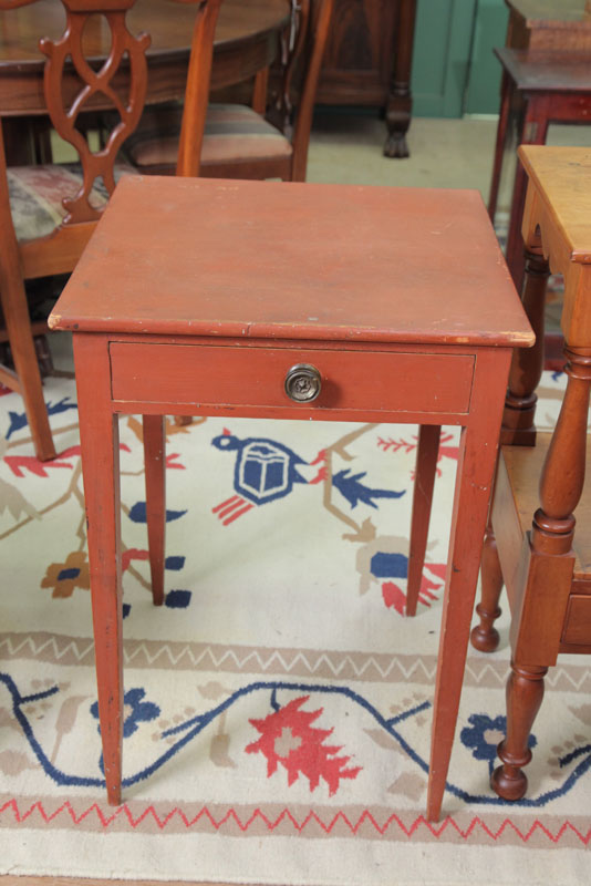 ONE DRAWER STAND Salmon painted and having a metal pull