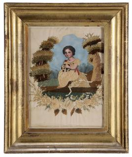 Salem North Carolina Embroidered Picture Salem Salem Academy circa 1830s