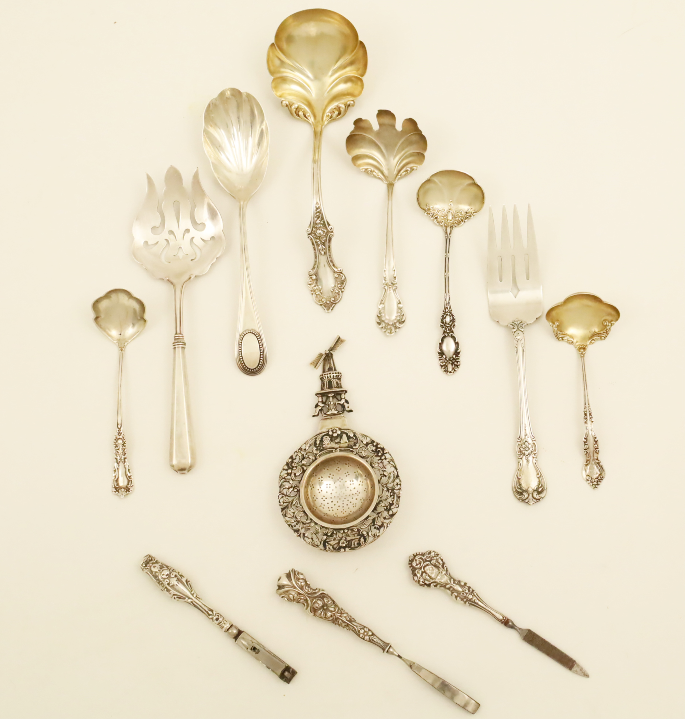 12 STERLING SILVER SERVING PIECES 13 8 TOW 12 piece