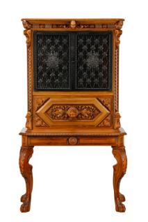 Carved and Illuminated Henry II Style Wine Bar Continental likely