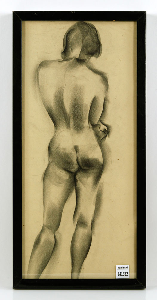 1114 Attr MacDonald Wright Nude Figure Charcoal Attributed to Stanton