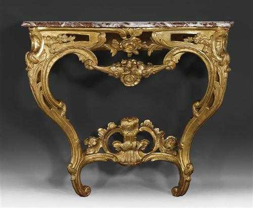 PIERCED AND CARVED GILTWOOD CONSOLE Louis XV Paris circa 1760